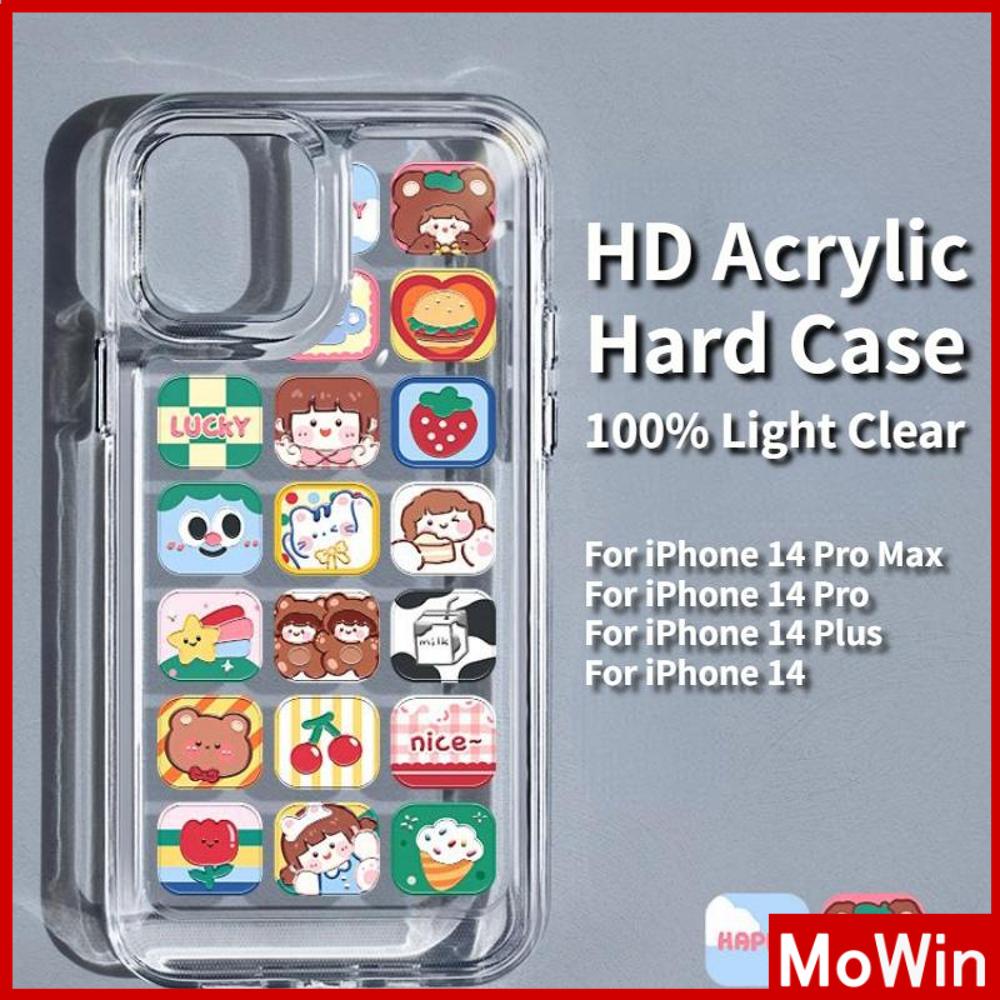 Ốp điện thoại HD acrylic trong suốt nút kim loại thích hợp cho iPhone 14 Pro Max 14 Plus 13 ProMax 12 ProMax 11 XR 7Plus