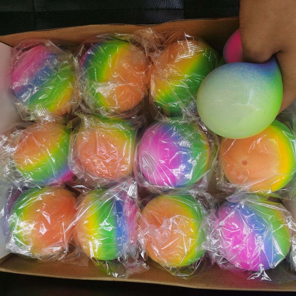 Squishy bóng cầu vồng 7 màu đồ chơi bóp tay mềm mịn dễ thương chân thực giảm stress co dãn