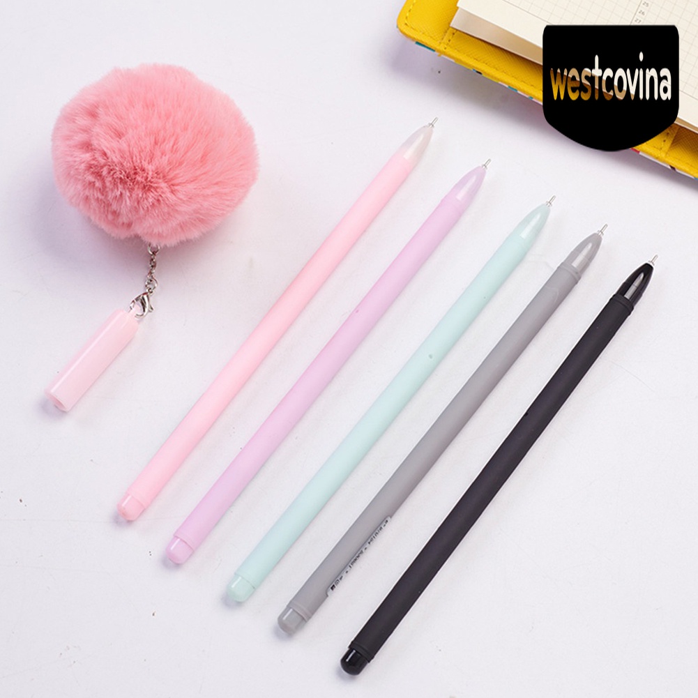 Phương Tây✎Bút Bi Mực Đen Ngòi 0.5mm Đính Búp Lông Xinh Xắn