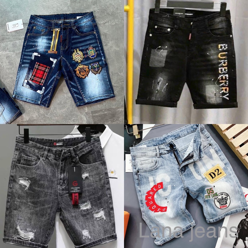 Quần short jean nam  ngắn xanh rách nhẹ khóa kéo lệch thêu logo nhiều mẫu mới nhất 2022 KAYSTORE