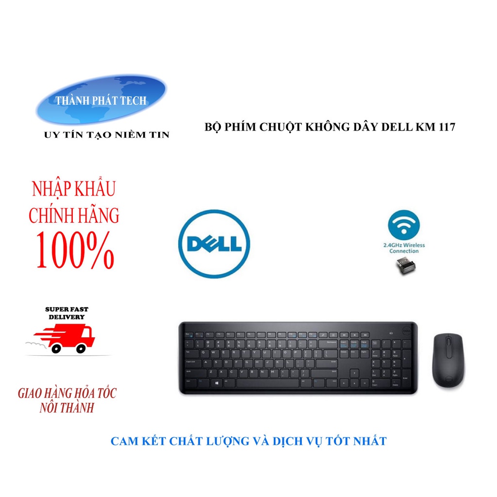 BỘ PHÍM CHUỘT KHÔNG DÂY DELL KM117 NEW 100%,CHÍNH HÃNG