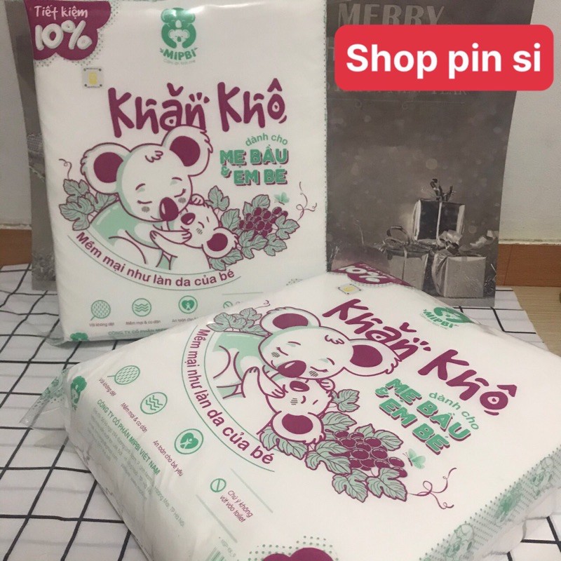 HÀNG CHÍNH HÃNG Khăn khô đa năng Mipbi 600gram,900gr an toàn cho bé MỀM MIN NHƯ LÀN DA EM BÉ