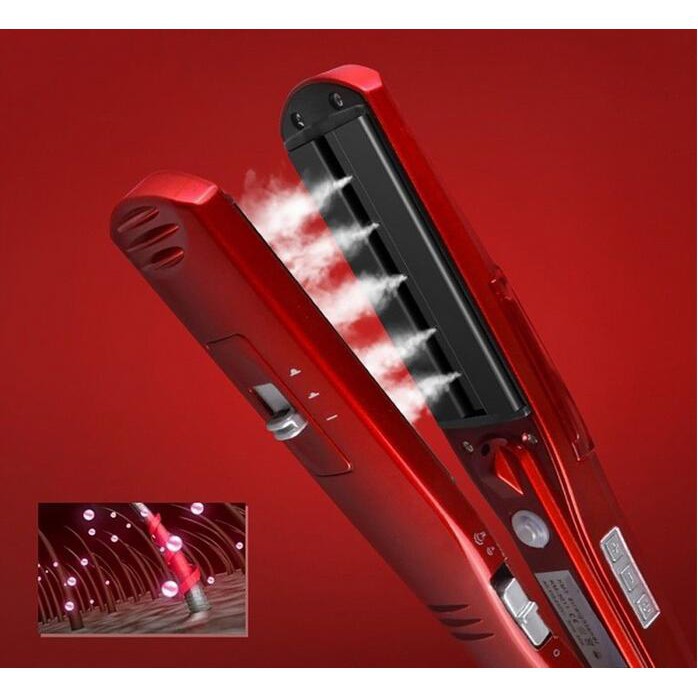Máy duỗi tóc hơi nước Kemei với tấm duỗi gốm làm nóng nhanh tạo kiểu tóc chuyên nghiệp