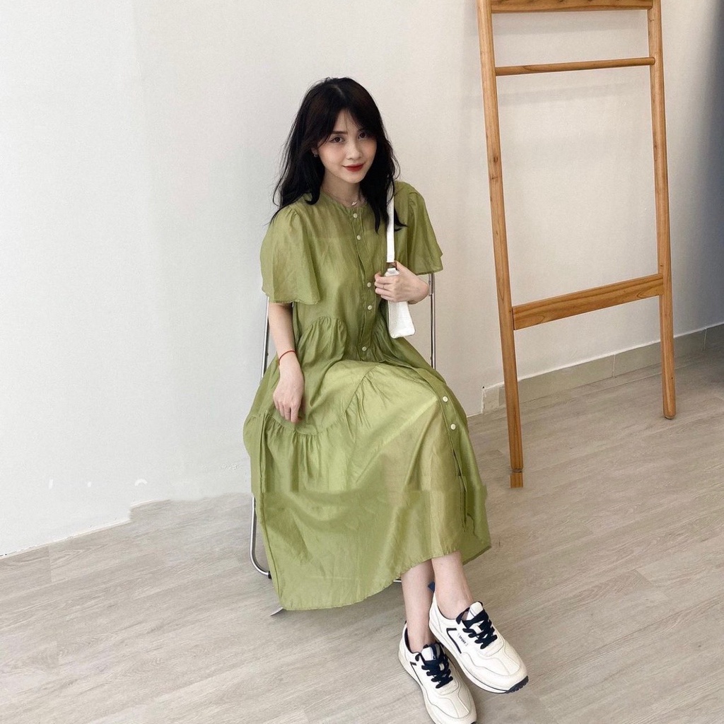 Đầm - Váy babydoll vải tơ mềm 2 lớp cộc tay xoè dài | BigBuy360 - bigbuy360.vn