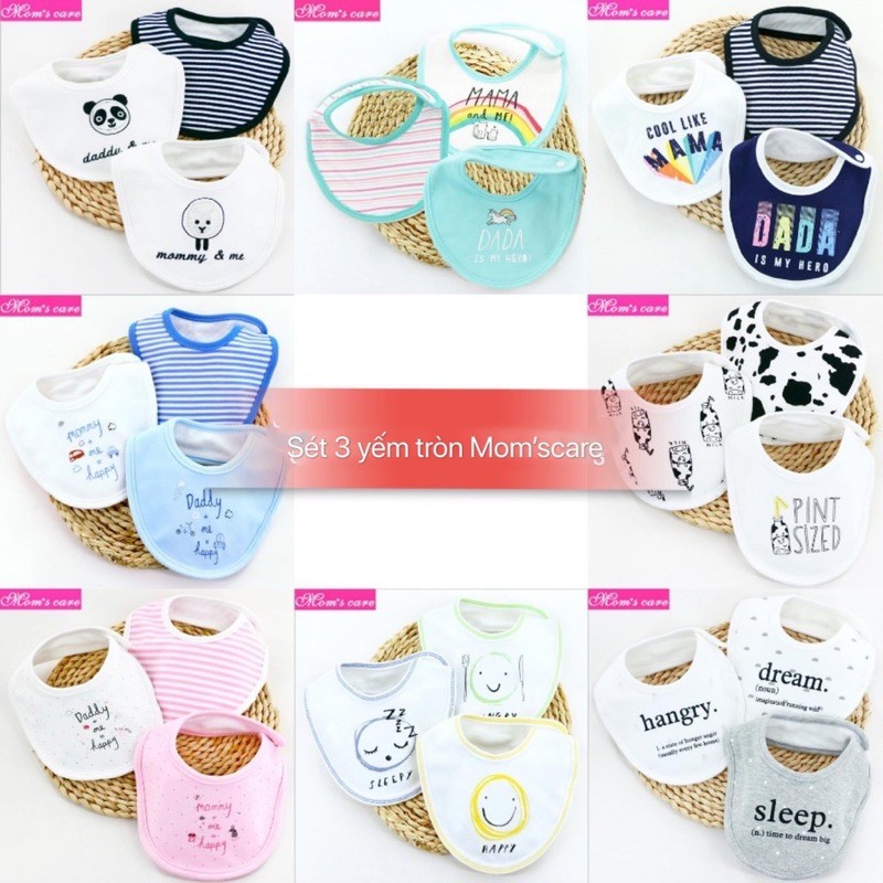 Sét 3 yếm momcare mẫu tròn mới ( 2030)