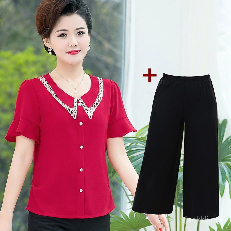 Áo Sơ Mi Chiffon Tay Ngắn Thời Trang Mùa Hè Cho Nữ 50 Tháng Tuổi