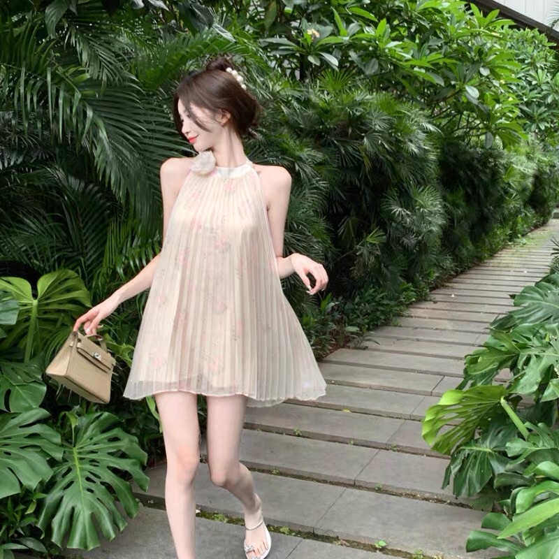Áo yếm voan cao cấp, áo cổ yếm hở lưng in hoa⚡️ANDU STORE⚡️