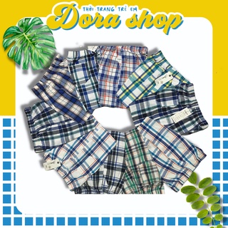 Quần sooc, quần short bé trai, chất thô 100% cotton, kẻ sọc caro hàng vnxk Dora Kids