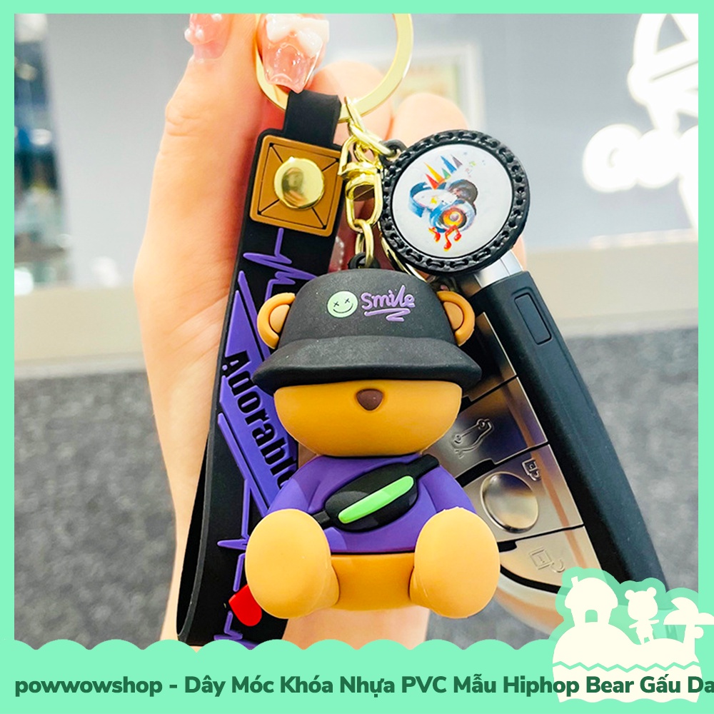 [Sẵn VN - Hỏa Tốc] Dây Móc Khóa Nhựa PVC Mẫu Gấu Bear Hiphop Dancer