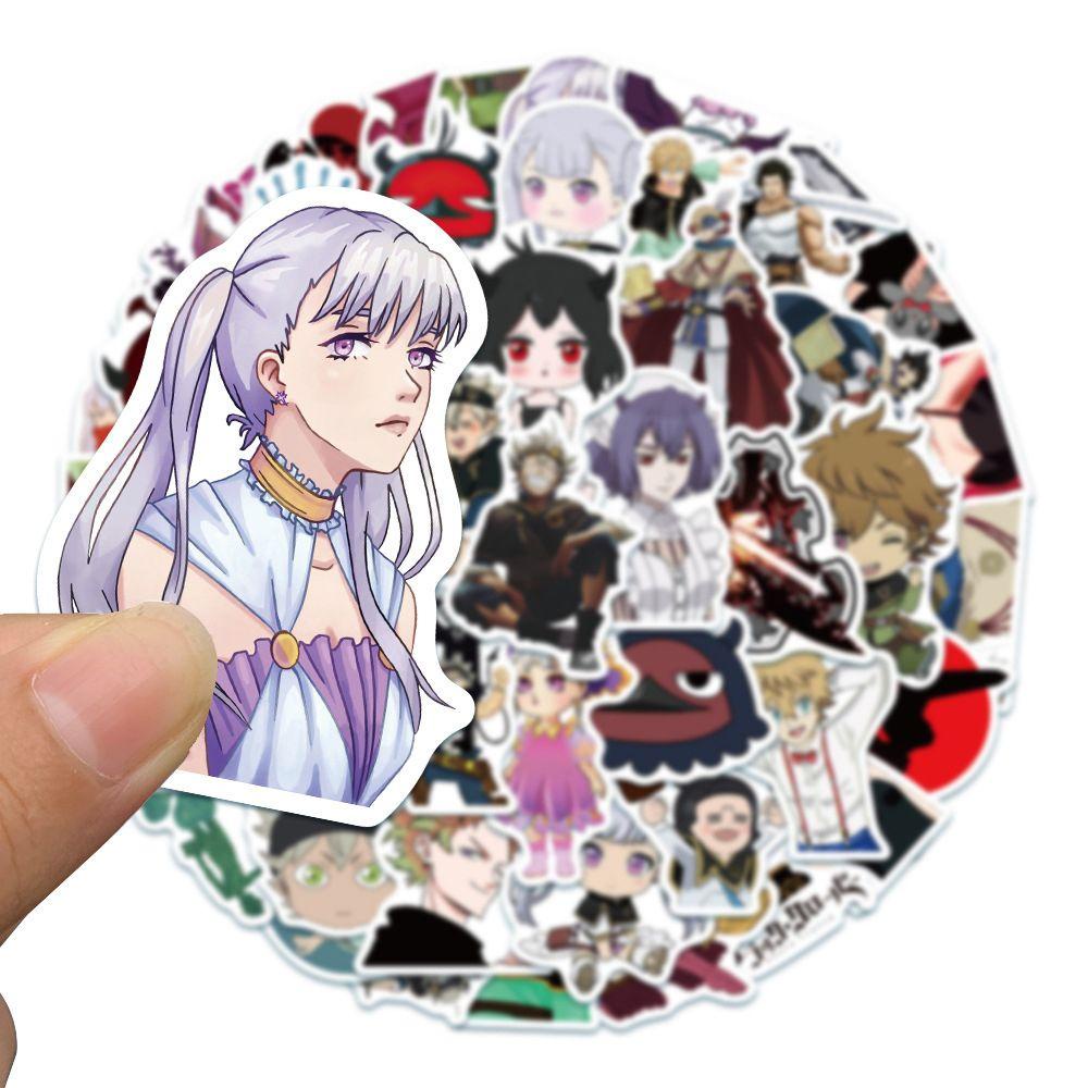 AUGUSTINE Miếng Dán Trang Trí Điện Thoại / Ván Trượt / Laptop Tự Dính Họa Tiết Hoạt Hình Cỏ Ba Lá Màu Đen