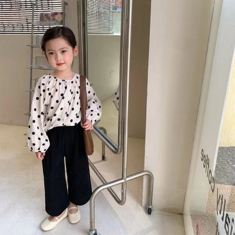 Quần Nhung Ống Rộng Thời Trang Thu Đông Hàn Quốc Dành Cho Bé Gái