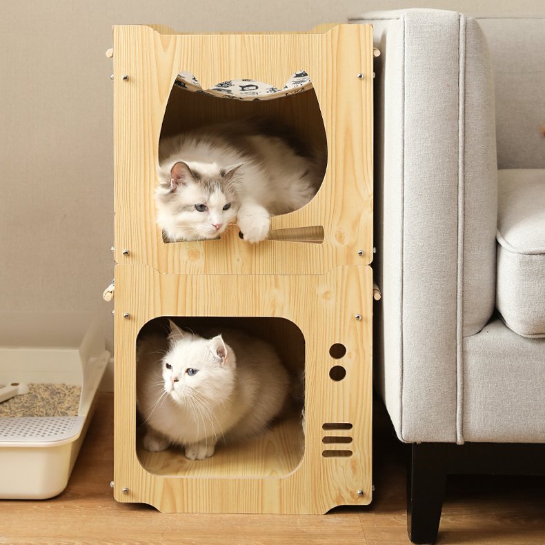 Nhà gỗ cho mèo Pet house Gỗ MDF 9mm Phủ melamin màu