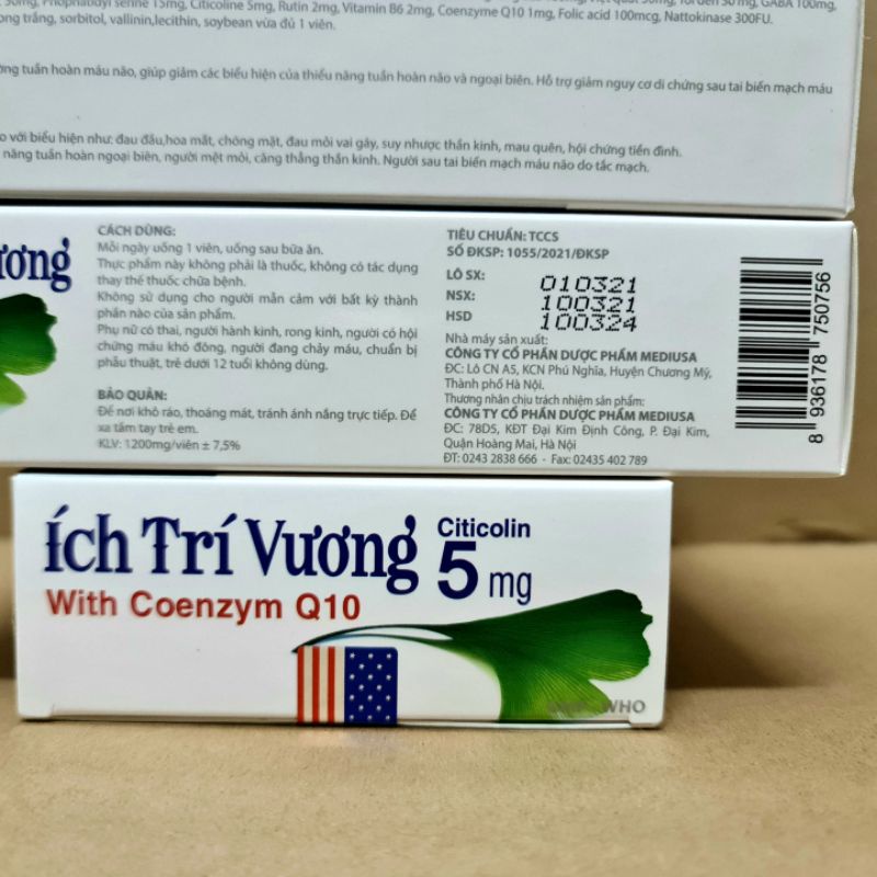 Ích Trí Vương giúp tăng cường tuần hoàn máu não, hoa mắt, chóng mặt, đau đầu, suy nhược thần kinh - Hộp 30 viên