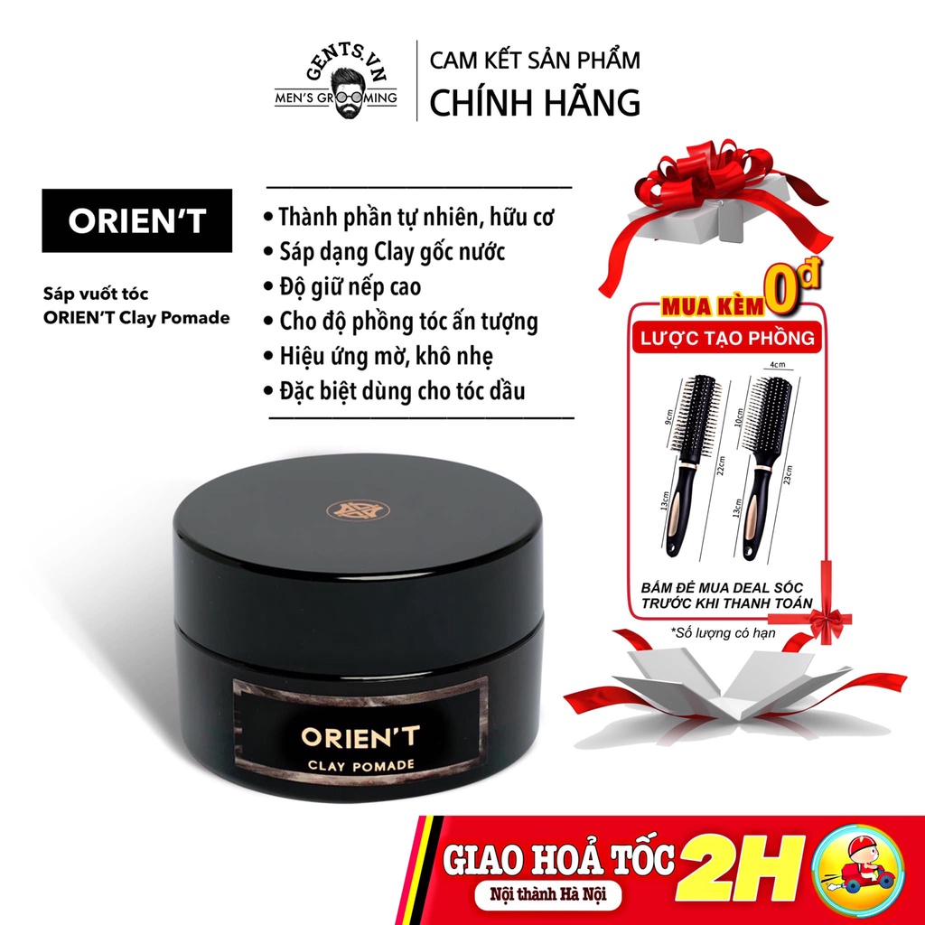 Sáp vuốt tóc ORIEN'T Clay Pomade 65ml giữ nếp cực cao, mang lại hiệu ứng khô, không tạo bóng cho tóc