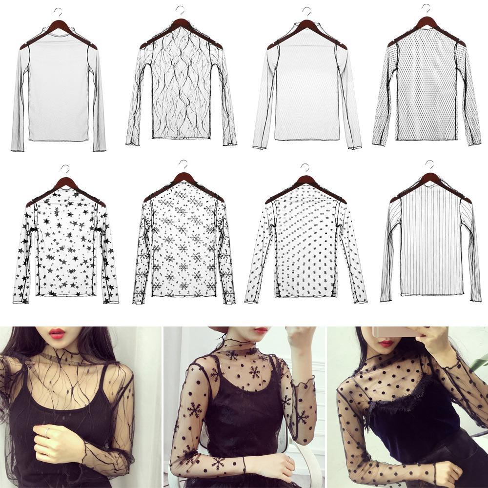 CACTU Áo Lưới Thêu Hoa Gợi Cảm