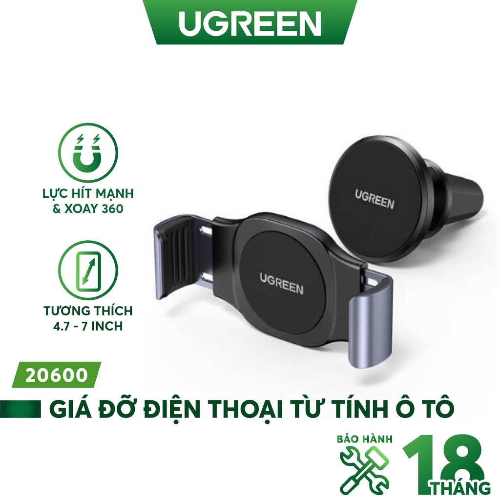 Giá đỡ từ tính điện thoại trên ô tô 4.7 - 7 inch, xoay góc 360 độ UGREEN 20600