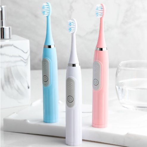 Bàn Chải đánh Răng điện IPX7 , Bàn Chải điện Tự động Chống Nước Kèm Tặng Thêm 2 Đầu Chải Mềm