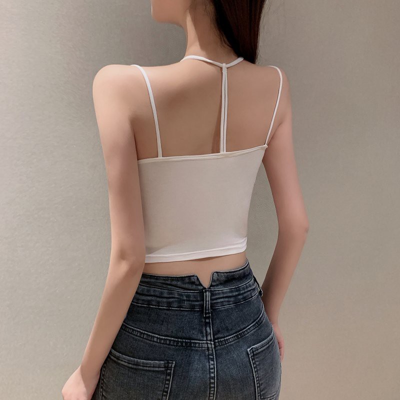 Áo Croptop Hai Dây Đan Dây Chéo Lưng Cao Thời Trang