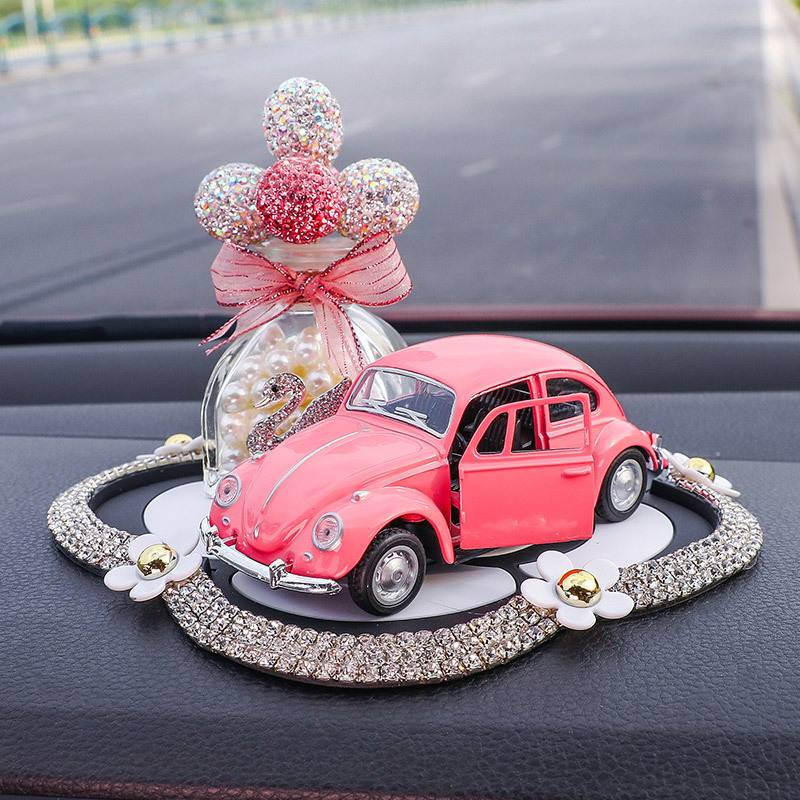 Set mô hình xe hơi beetle và lọ bong bóng đính đá sang trọng trang trí bảng điều khiển