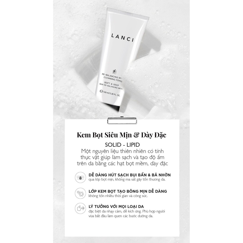💎 [ CHÍNH HÃNG ] Sữa Rửa Mặt LANCI Cân Bằng Độ Ẩm Tự Nhiên Re-balancing White Cleasing Foam 100ml | BigBuy360 - bigbuy360.vn
