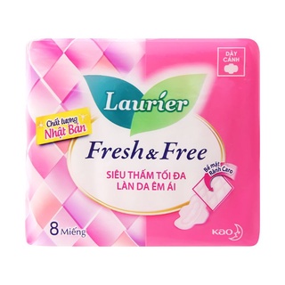 Băng vệ sinh Laurier Fresh and Free siêu thấm có cánh/ không cánh 8 miếng