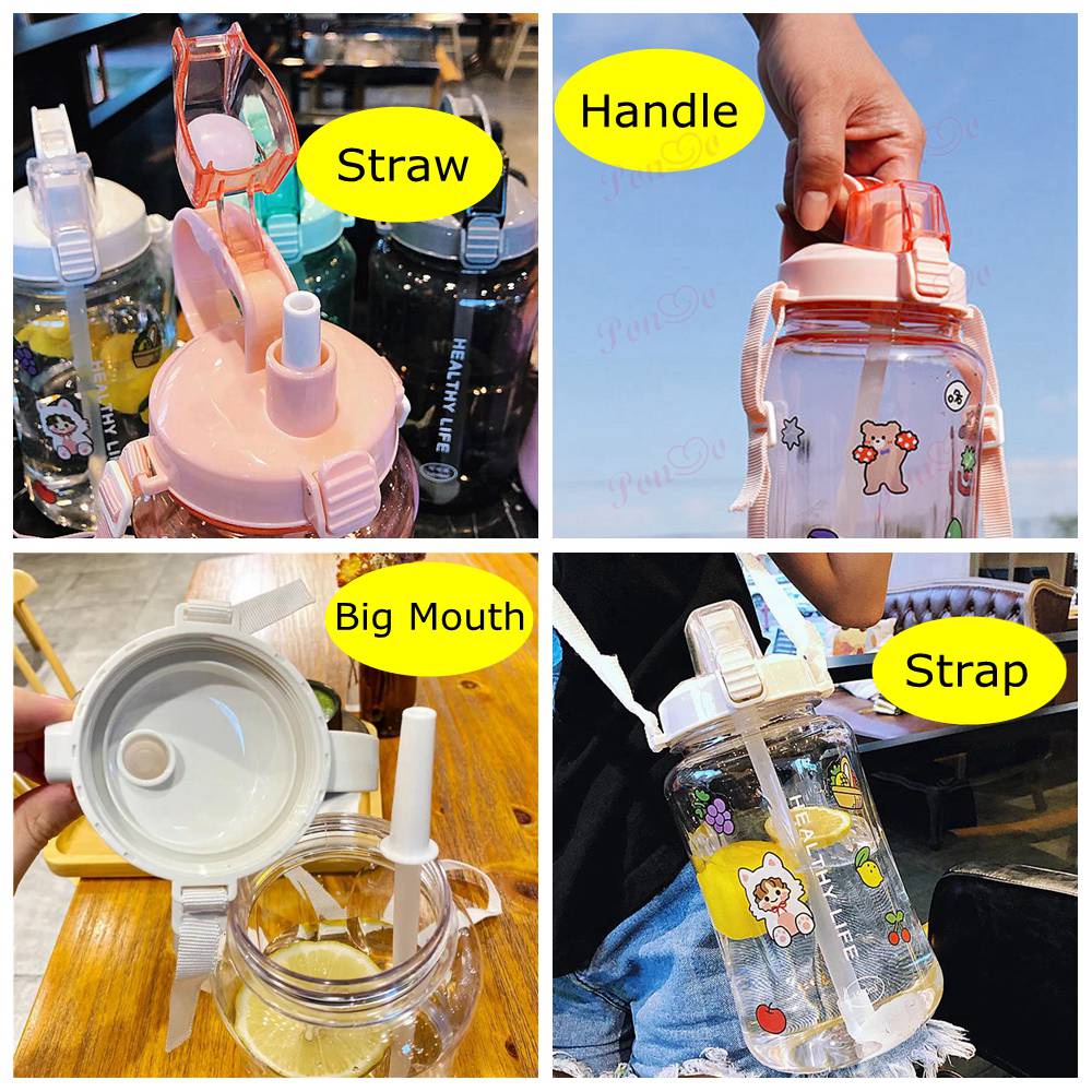 Bình nước dung tích 1.5l/2000ml họa tiết hoạt hình dễ thương