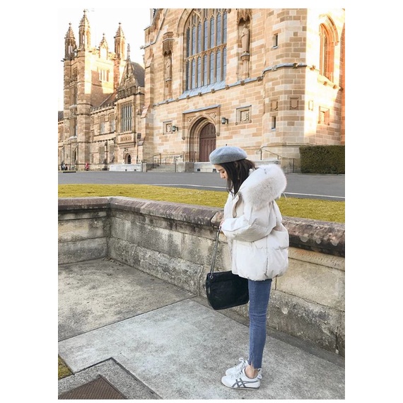 ÁO PHAO NỮ MŨ LÔNG THÂN NGẮN TAY VIỀN GÂN