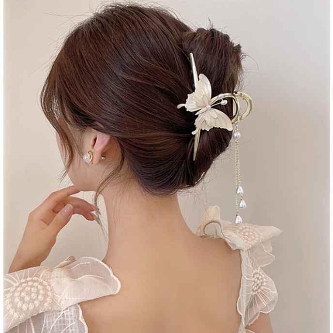 📛 RẺ VÔ ĐỊCH 📛 Kẹp gấp tóc kim loại con bướm có tua ngọc hot trend phong cách hàn quốc