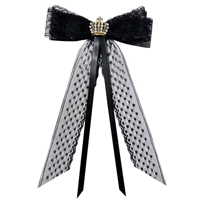 Nơ Ren Cài Cổ Áo Hình Vương Miện Đính Ngọc Trai