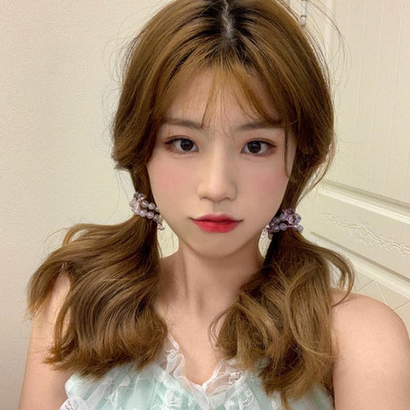 Dây Cột Tóc Cao Su Co Giãn Đính Hạt Pha Lê Trong Suốt Hình Gấu/ Trái Tim Đáng Yêu Phong Cách Hàn Quốc Cho Nữ