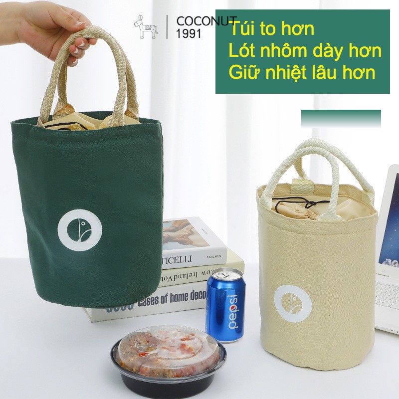Túi đựng hộp cơm tròn GIUGNO giữ nhiệt cao cấp dung tích lớn, túi có lớp lót nhôm dày dặn, đóng mở bằng dây rút