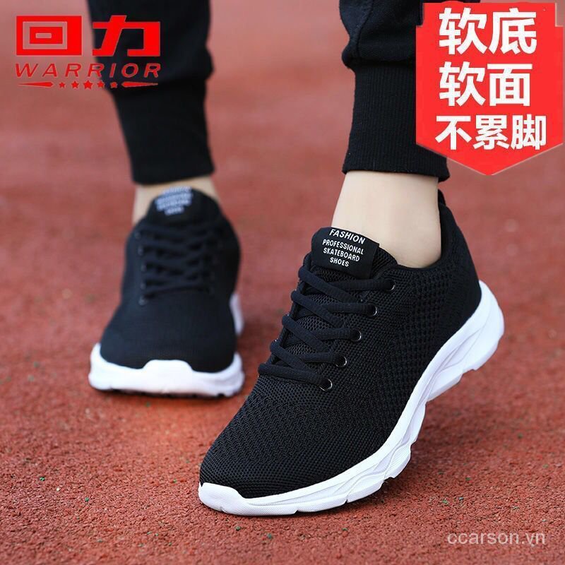 Warrior Women’s Shoes Sneakers Lightweight Soft Sole Non-Slip Running Shoes Mesh Student Versatile Leisure Tourist Shoes Black – – top1shop