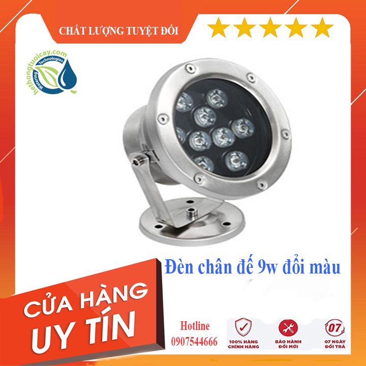 Đèn chân đế 9w đổi màu 24VAC, đèn chân đế 6w, đèn âm nước, đèn chiếu sán sân vườn, tiểu cảnh