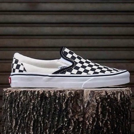 Giày V lười caro, V slip on checkerboard