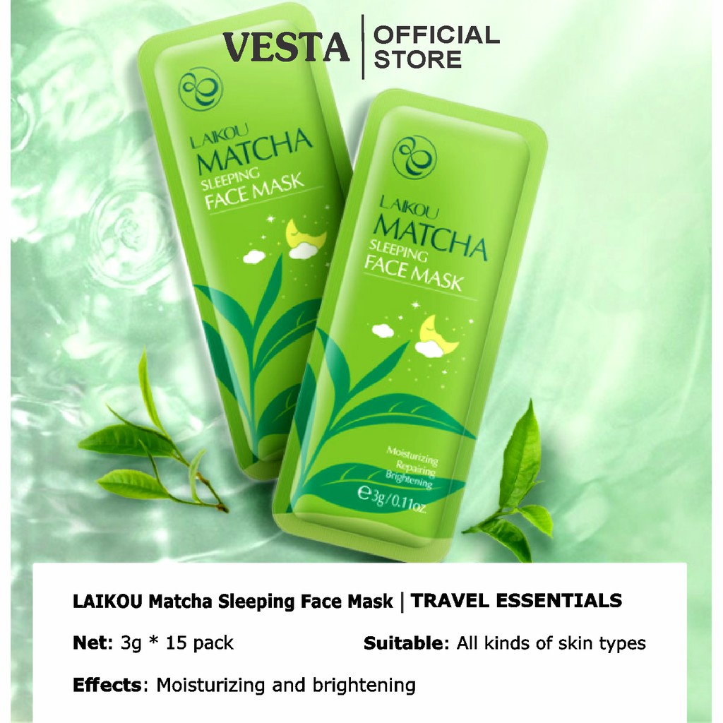 Mặt nạ ngủ matcha trà xanh - Túi 15 gói mask thạch dưỡng trắng laikou cấp ẩm sáng da | BigBuy360 - bigbuy360.vn