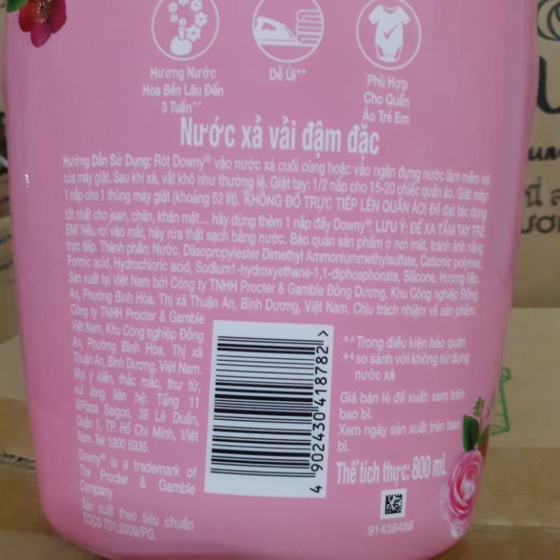 Nước Xả Vải Đậm Đặc Downy Chai 800 ml
