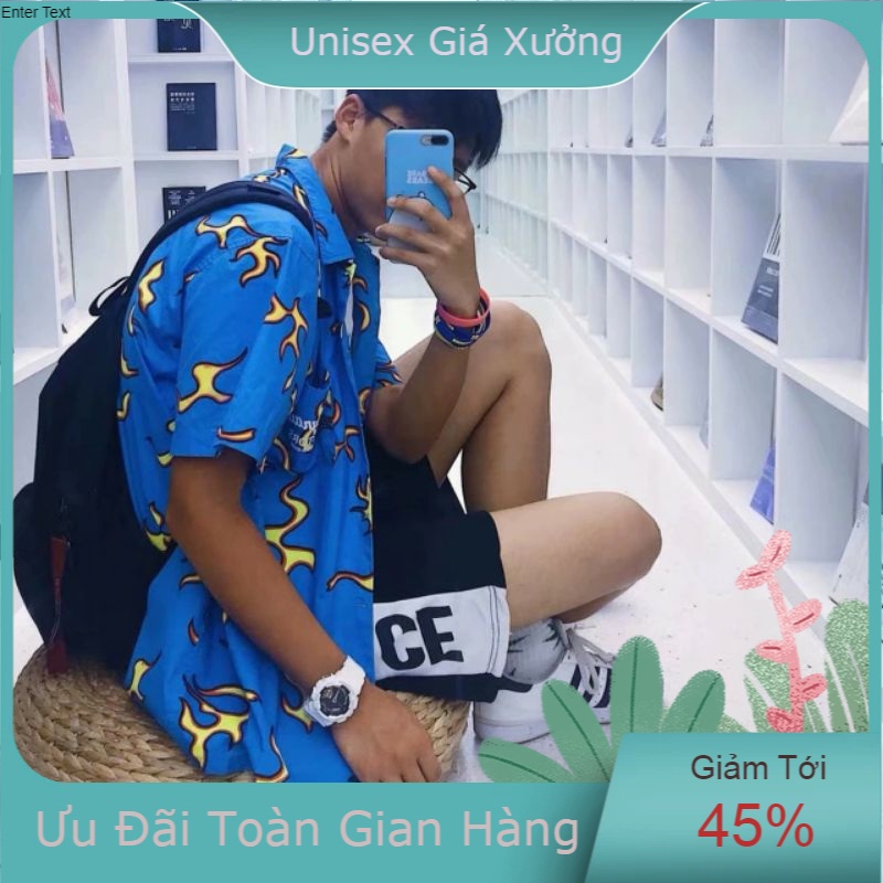 Áo Sơ Mi Tay Ngắn Unisex Cổ Bẻ Phông Cách Hàn Quốc Freesize