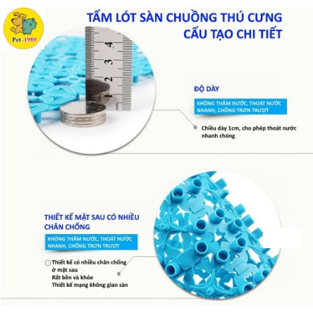 Tấm lót sàn chuồng mèo, chuồng chó bằng nhựa nhiều màu bằng nhựa PVC 20x30cm Pet-1989