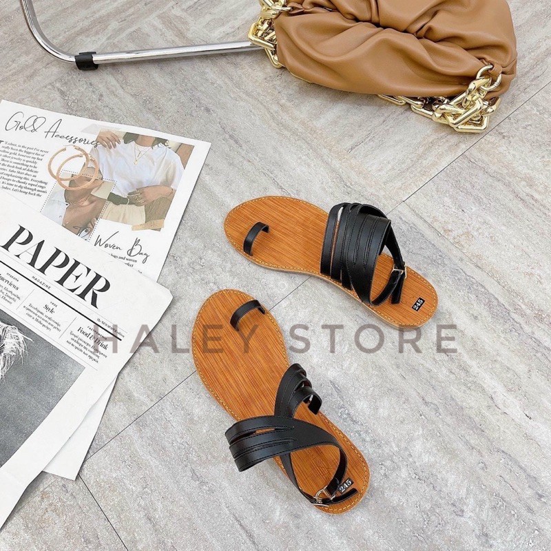 Giày Sandal nữ đế bệt chiến binh xỏ ngón dây mảnh quai chéo hot mùa hè 2021 đi biển đi chơi đi học  HALEY STORE