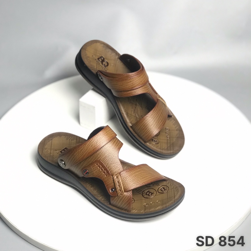Sandal nam BQ ❤️FREESHIP❤️ Dép quai hậu trung niên da bò quai lật SD854