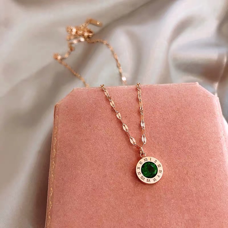 MIAOYA Vòng cổ Mặt Đá zircon Xanh Xinh Xắn Thời Trang