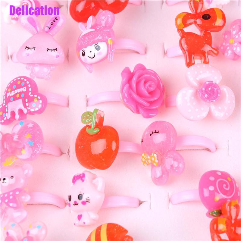 Set 24 / 50 Nhẫn Nhựa Họa Tiết Hoạt Hình Dễ Thương
