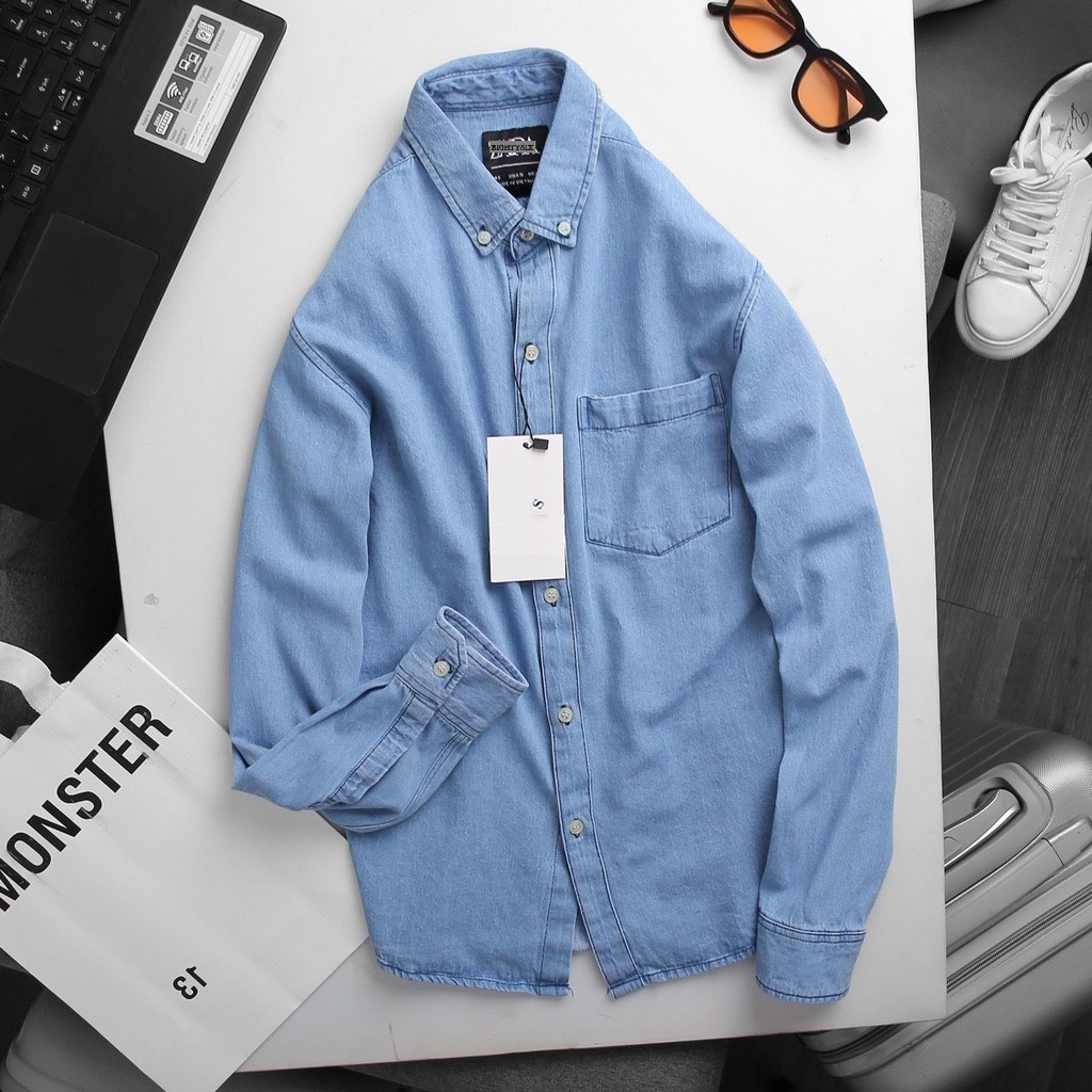 Áo Sơ Mi Denim Nam Vải Dày Mịn Co Giãn Xịn XÒ DNA | BigBuy360 - bigbuy360.vn