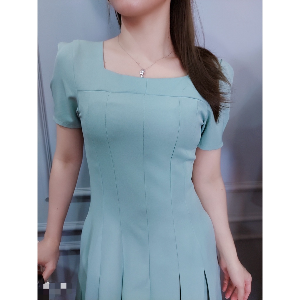 Đầm xếp ly phom xòe DA1410 vải cotton lạnh có túi 2 bên