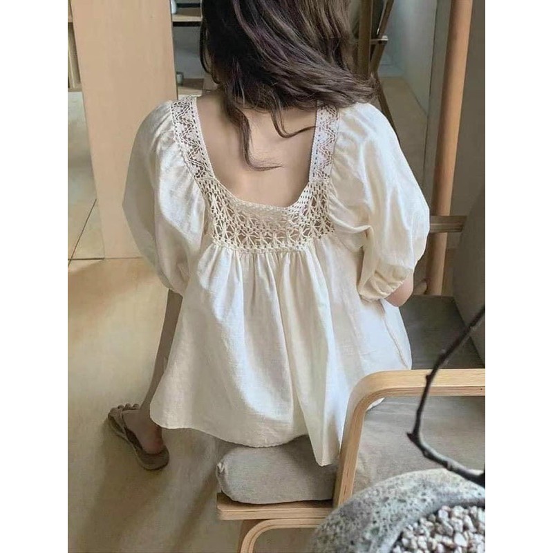 🪵Có sẵn} Set áo babydoll thô đũi viền ren kèm quần đùi 🪵