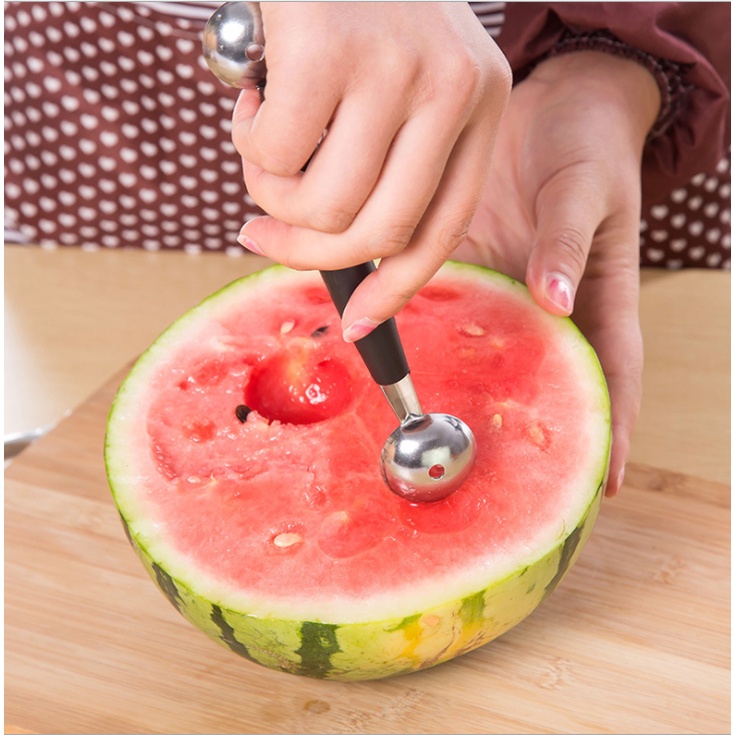 Muỗng múc kem/ trái cây XIAODUOJIAJU hai đầu bằng thép không gỉ tiện dụng