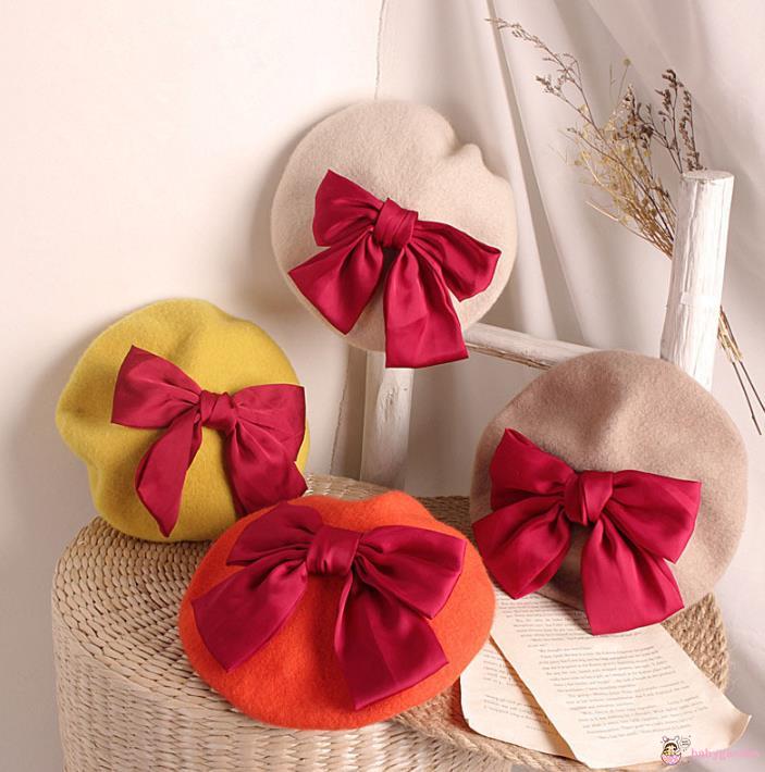 Mũ beret thắt nơ xinh xắn dễ thương cho bé gái