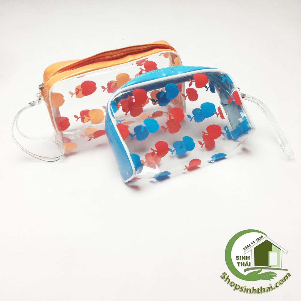 Túi ví nhựa trong suốt đựng mỹ phẩm, bút viết, đồ cột tóc - bóp nhựa lớn 20 x 15cm