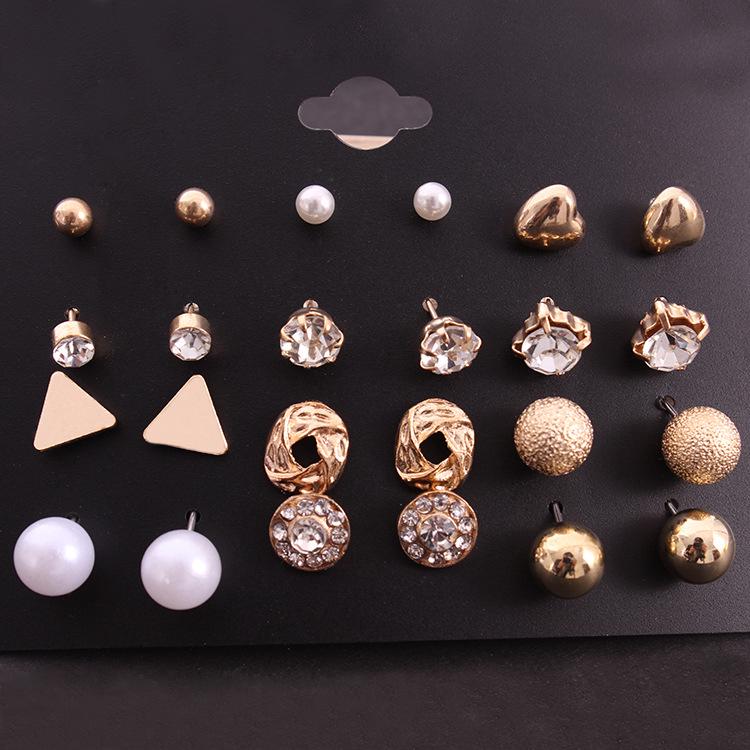 Set 12 Đôi Bông Tai Thời Trang Hàn Quốc