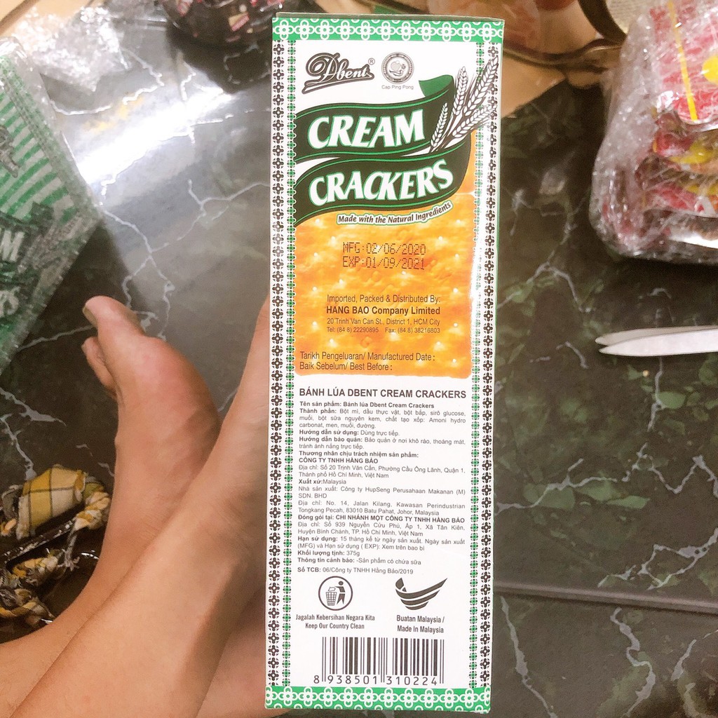 Bánh Ăn Kiêng Lúa Lạt Dbent Cream Crackers (Hộp 375g)